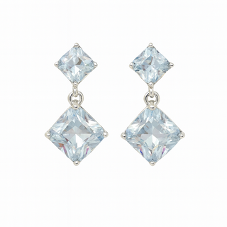 BRINCO ZIRCONIA GRANDE LOSANGO BANHADO A PRATA 925