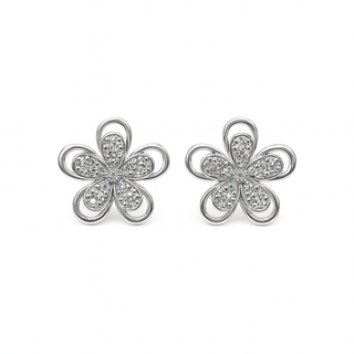 BRINCO FLOR CRAVEJADA DE ZIRCONIAS BANHADO A PRATA 925