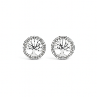 BRINCO ARVORE DA VIDA CRAVEJADO DE ZIRCONIAS BANHADO A PRATA 925