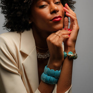 PULSEIRA RESINA TURQUESA RETANGULAR