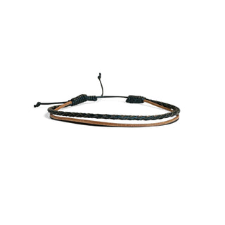 pulseira masculina trançada em preto e marrom da una semijoias e aço
