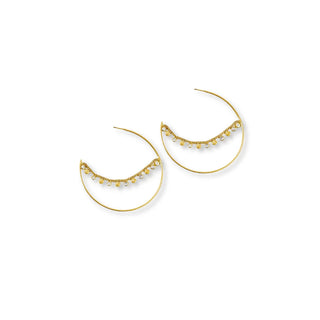 Brinco argola corrente com chapinha e zirconia banhado a ouro 18k