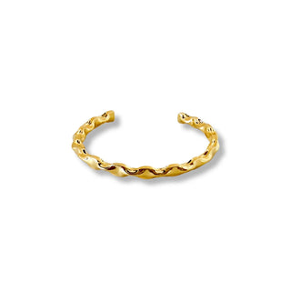 bracelete organico tubo trabalhado banhado a ouro 18k