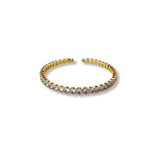 braceleteriviera rígido zirconia 4mm banhado a ouro 18k