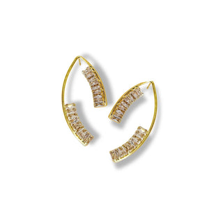 brinco de fio navete de zirconias banhado a ouro 18k