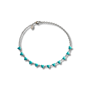 Choker coração esmaltado turquesa aço 316L, design delicado, moderno e acabamento premium Una Semijoias e Aço.