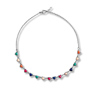 Choker coração vazado esmaltado colorido aço 316L, design moderno, divertido e acabamento premium UNA Semijoias.