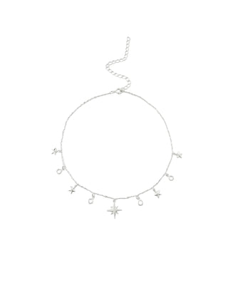CHOKER ESTRELAS E ZIRCONIA BANHADO PRATA 925