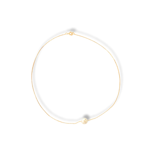 Colar veneziana com pérola banhado a ouro 18k e ródio, design clássico e acabamento de luxo UNA Semijoias.