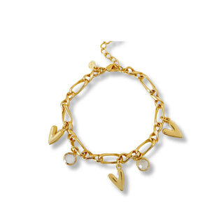 pulseira coração esticadinho corrente fígaro banhado a ouro 18k