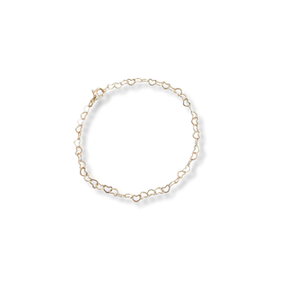 Pulseira elo coração banhada a ouro 18k e ródio, design delicado e acabamento de luxo UNA Semijoias.