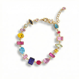 PULSEIRA MIX DE PEDRAS DE VIDRO COLORIDAS