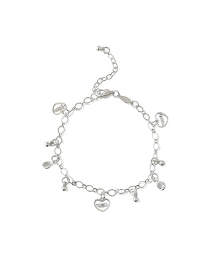 Pulseira com pingentes delicados múltiplos banhada a prata 925 da UNA Semijoias e Aço em fundo branco, em vista frontal.