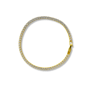 Pulseira riviera baguete com zircônias banhada a ouro 18k e ródio, design refinado e acabamento premium UNA Semijoias.