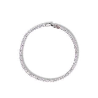 Pulseira riviera baguete com zircônias banhada a ouro 18k e ródio, design refinado e acabamento premium UNA Semijoias.